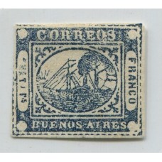 ARGENTINA 1859 GJ 12 BARQUITO ESTAMPILLA NUEVA DE MUY BUENA CALIDAD POSICION 28, MUY LINDO EJEMPLAR U$ 660